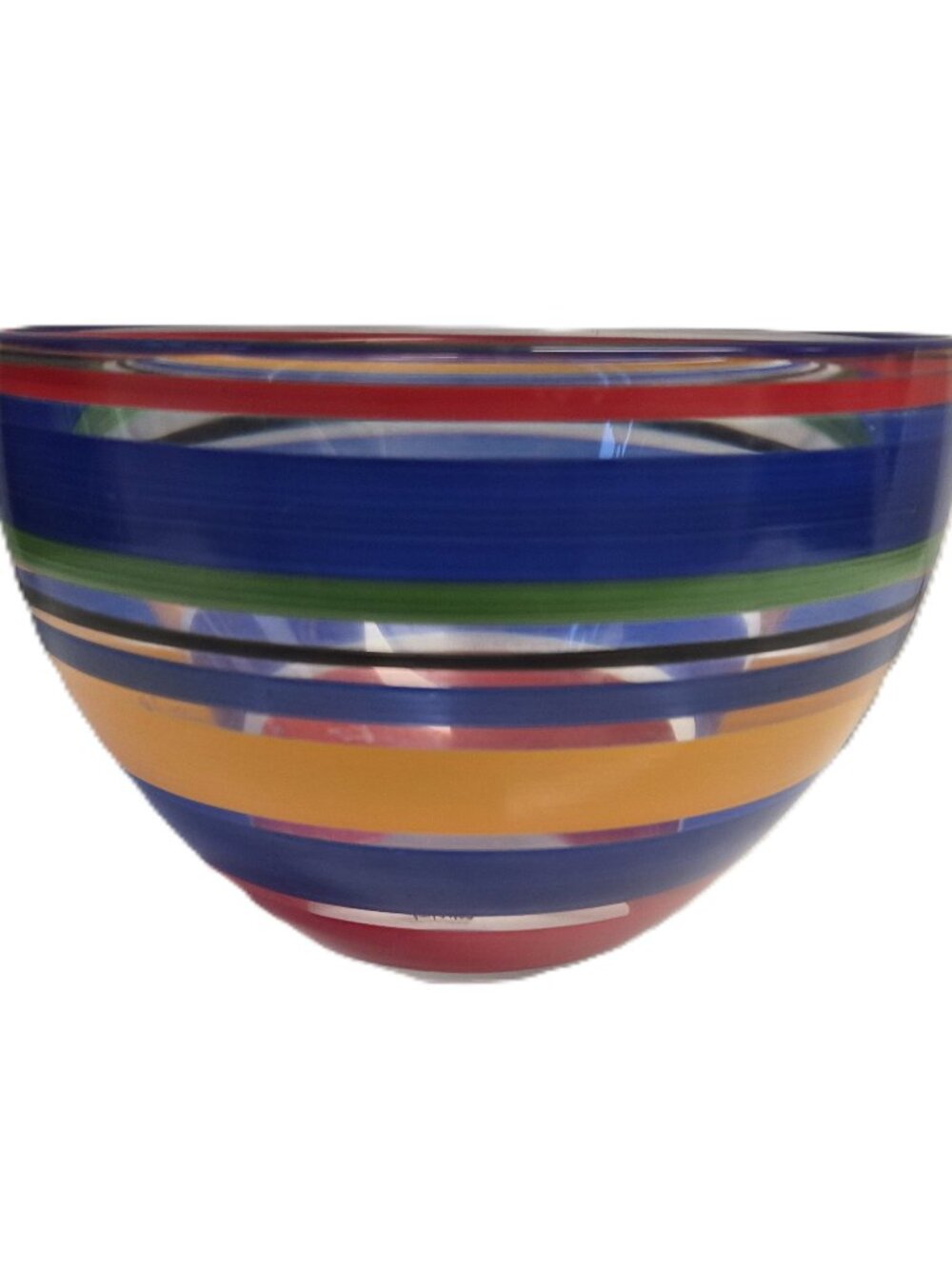Vintage Kosta Boda Rio Striped Bowl Ulrica Hydman-Vallien Swedish Art Glass